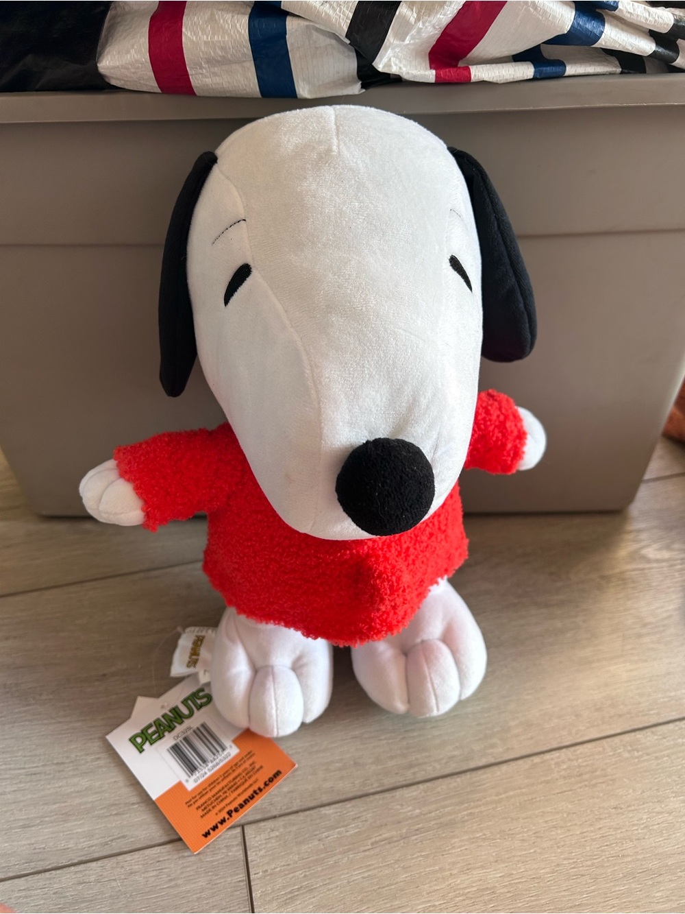 NWT Peanuts Snoopy Plush Red Knit Sweater Stuffed Animal Soft Toy Collectible
